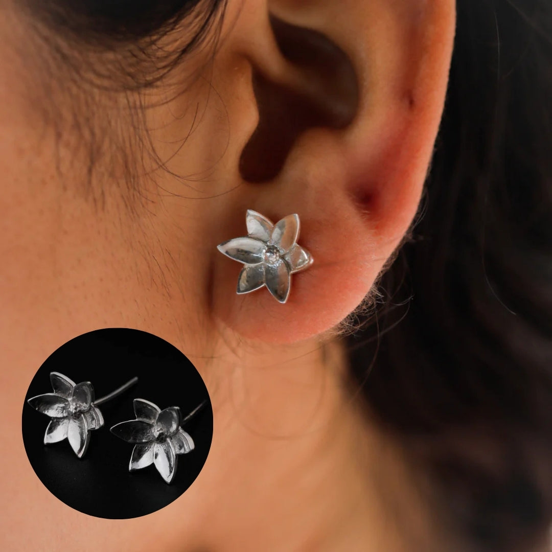 Silver Star Flower Studs Earring | 92.5 Silver