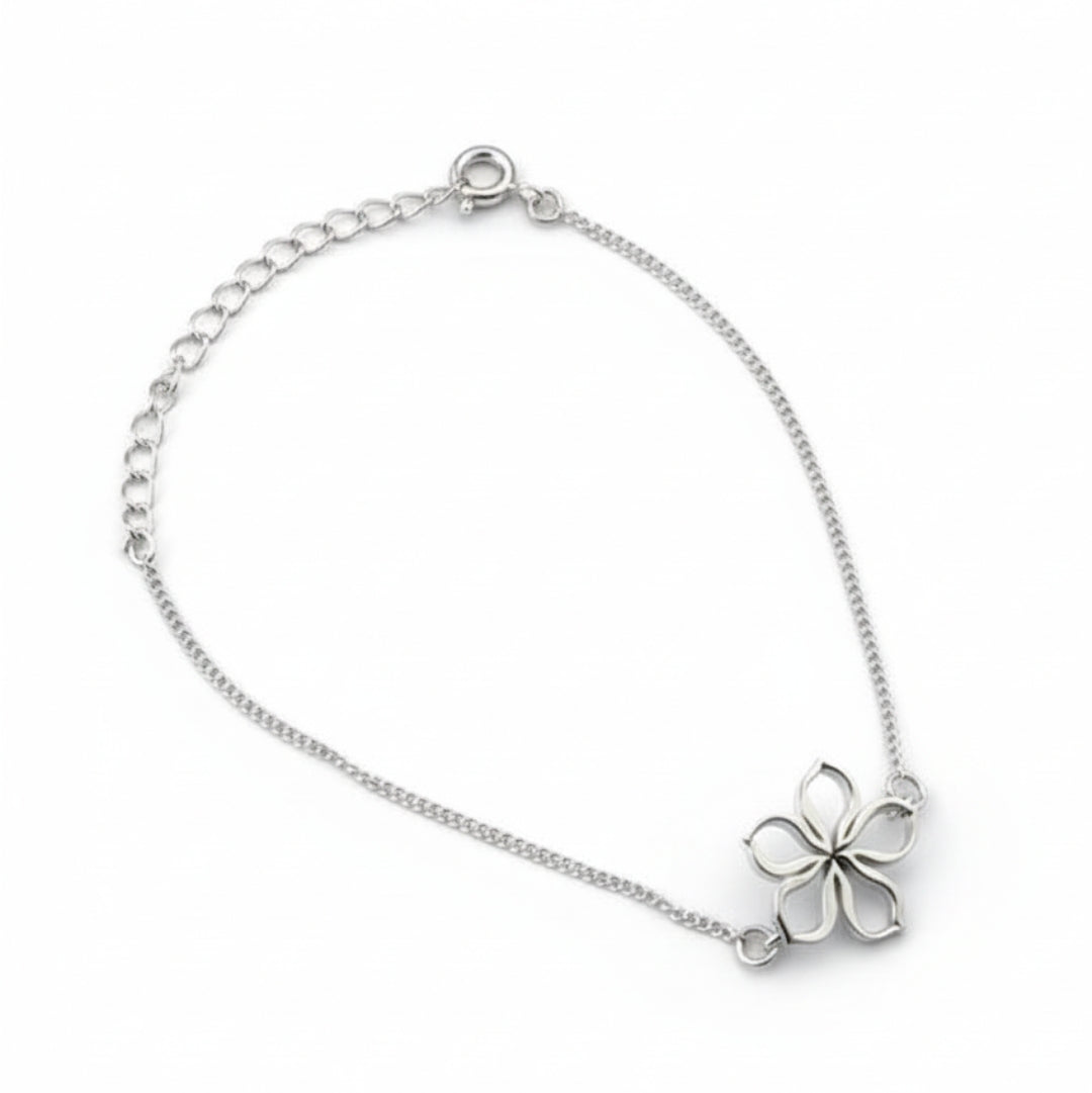 Silver flower bracelet for women