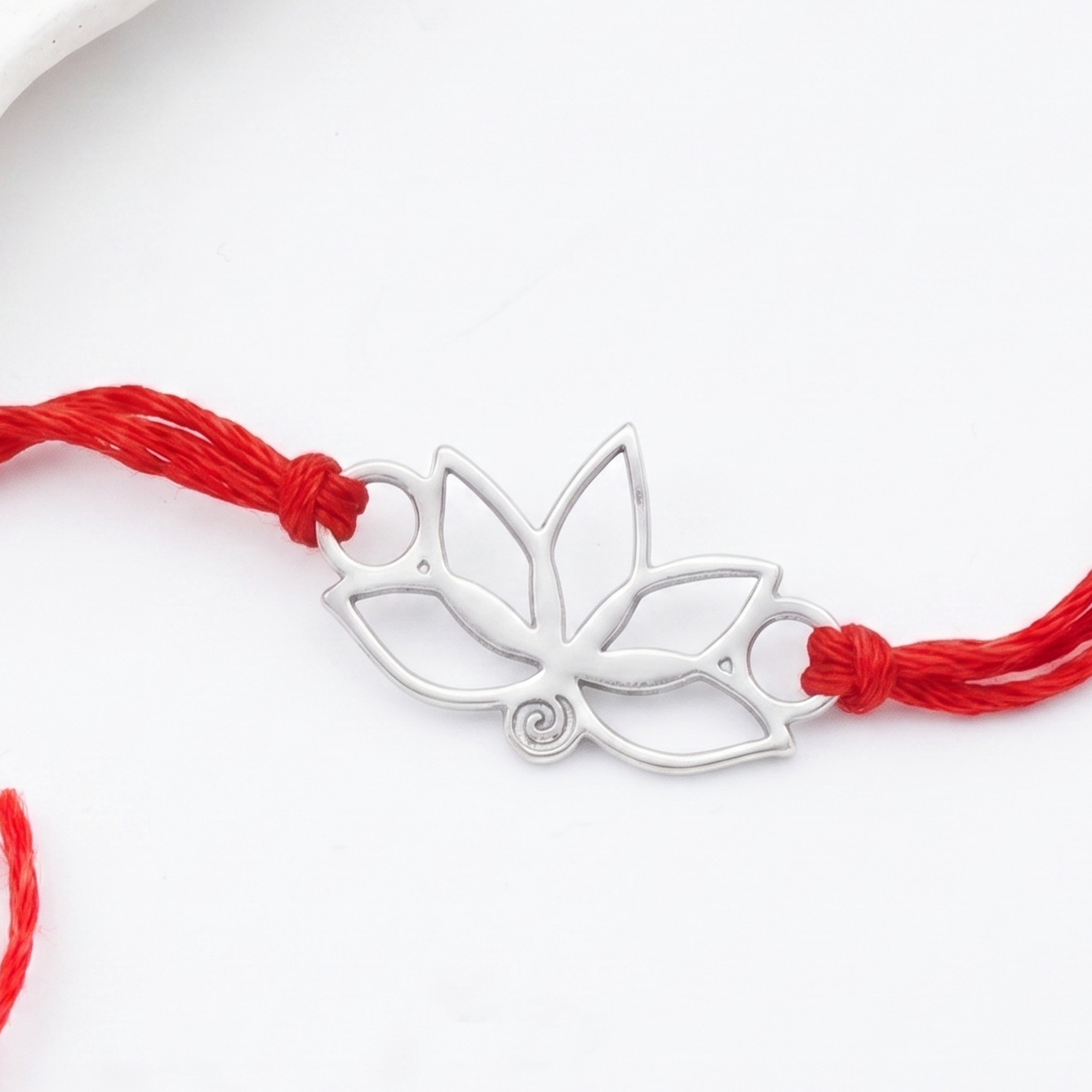 Silver Laser Cut Lotus Rakhi