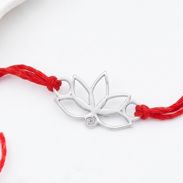 Silver Laser Cut Lotus Rakhi