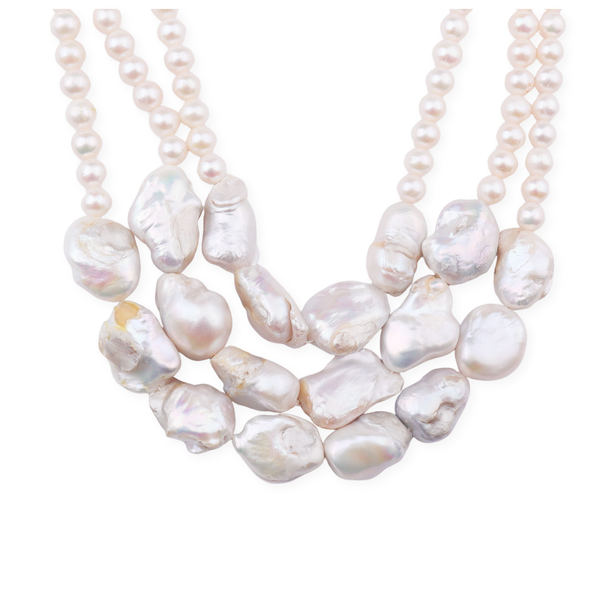 Luxe Necklace - Baroque & Fresh Water Pearls