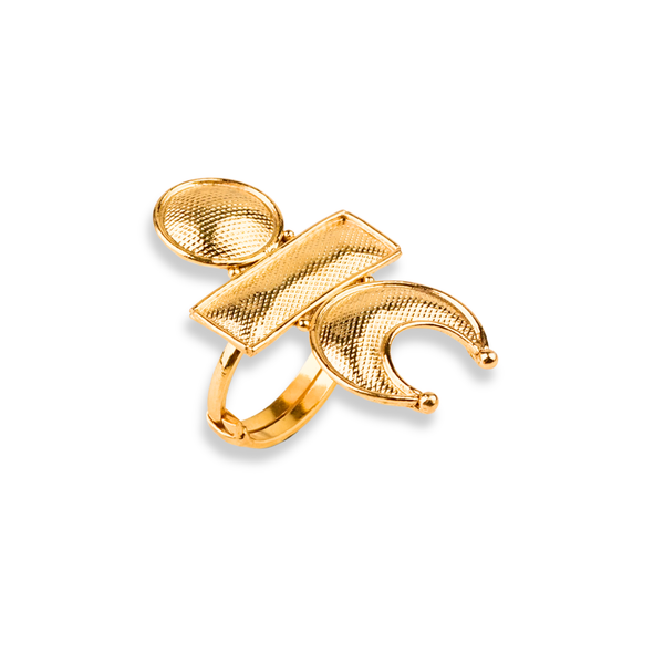 Silver Chandrakor Tikli Ring | 22K Gold-Plated