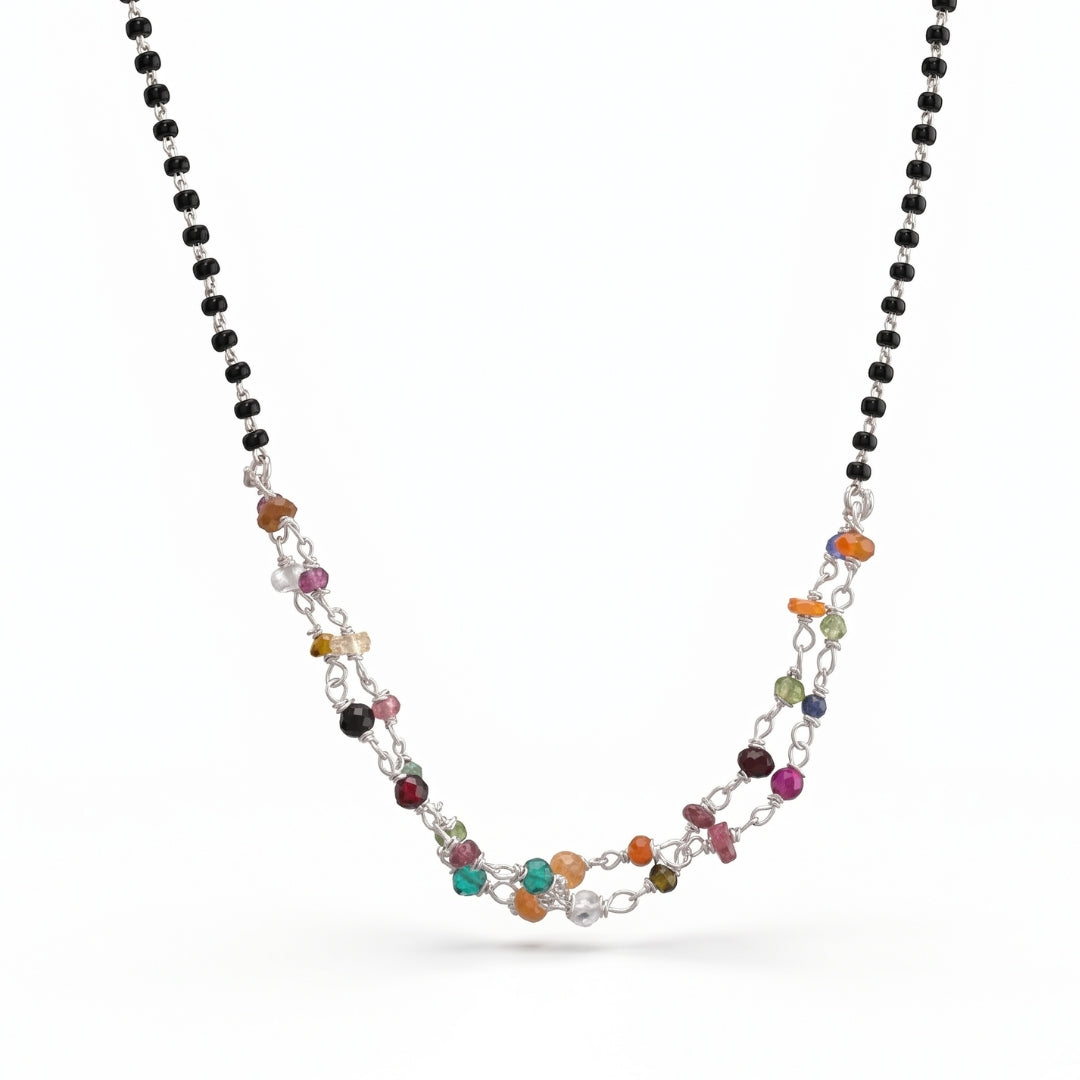 Entangled Multicolor Ganthan Silver Mangalsutra (Project Handmade)