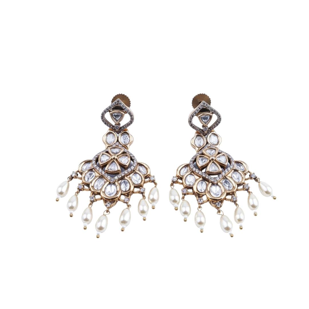 22K gold-plated fashion earring front view featuring an elegant design and premium 22K gold-plated finish