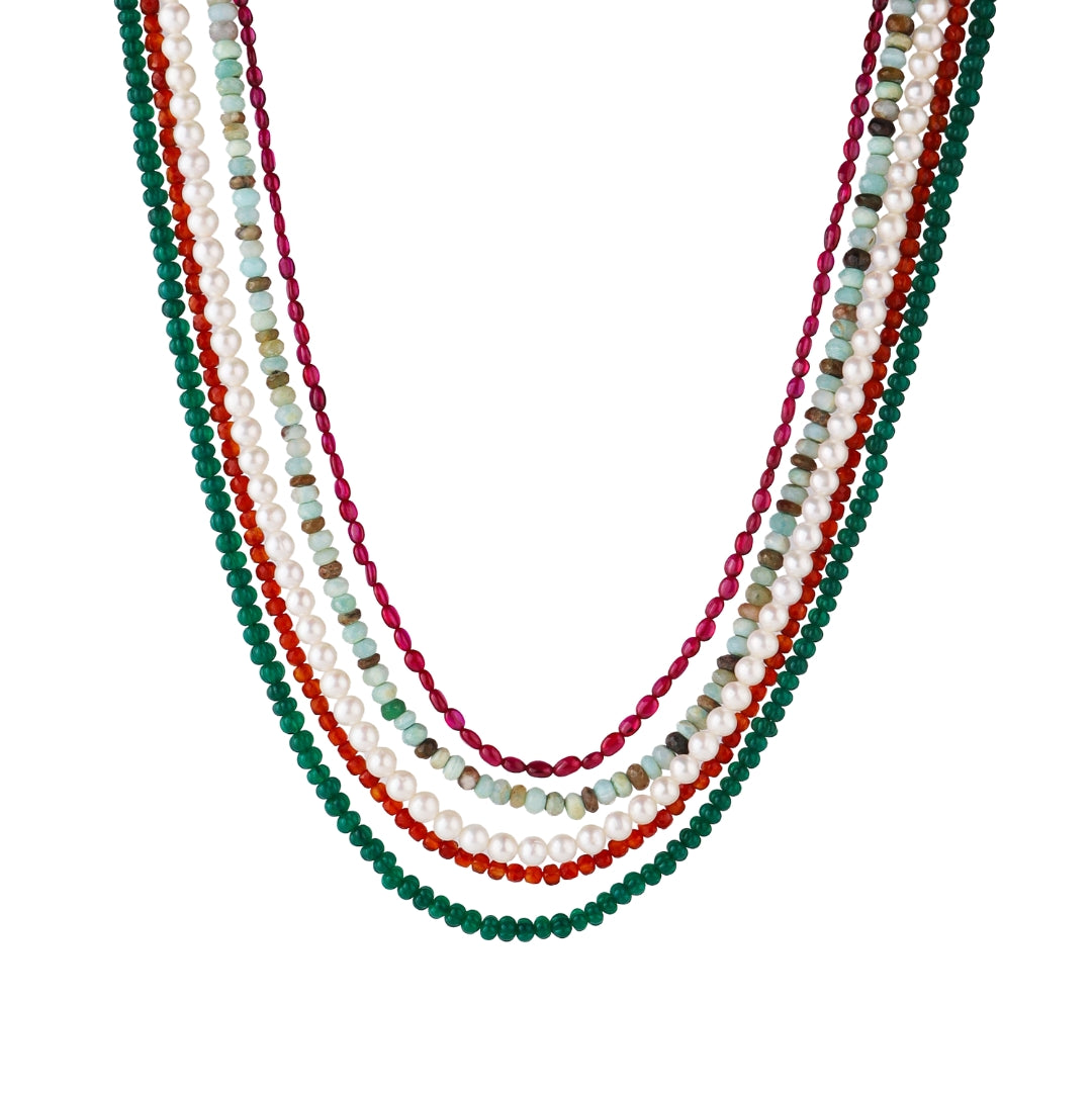 Luxe Necklace - Semi Precious Stone and Fresh Water Pearls