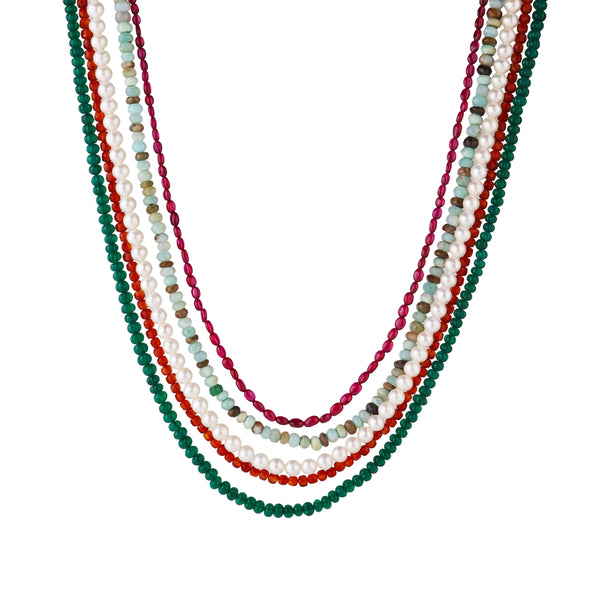 Luxe Necklace - Semi Precious Stone and Fresh Water Pearls