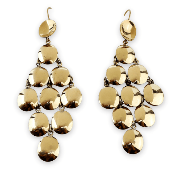 Brass fashion earrings in front view featuring a stylish design and premium brass finish