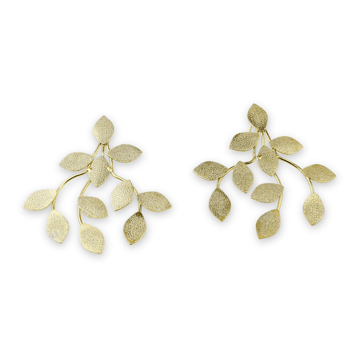 Brass fashion earrings, front view featuring a stylish design and premium brass finish