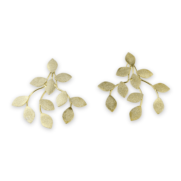 Brass fashion earrings, front view featuring a stylish design and premium brass finish