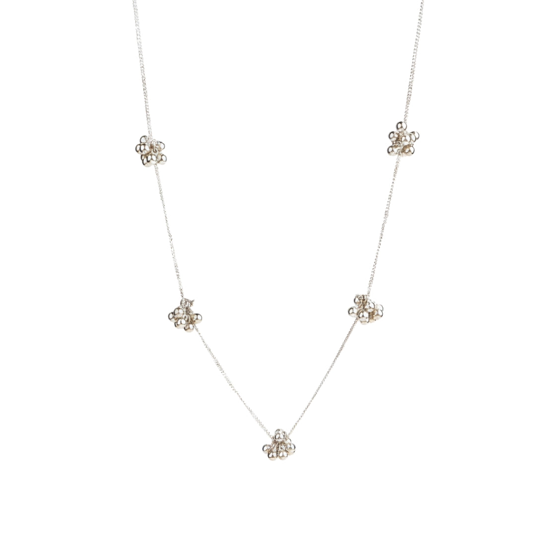 Silver small ghungroo bunch chain shiny finish in 92.5 sterling silver