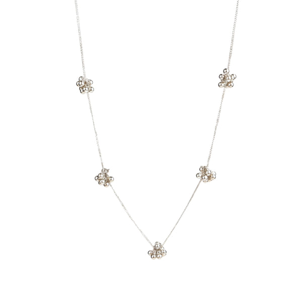 Silver small ghungroo bunch chain shiny finish in 92.5 sterling silver