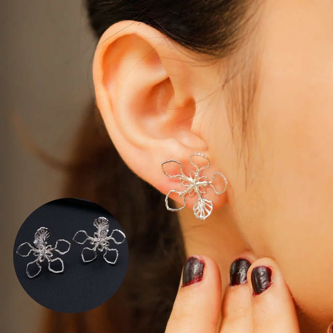 Sterling Silver Earrings - Gulmohar Flower
