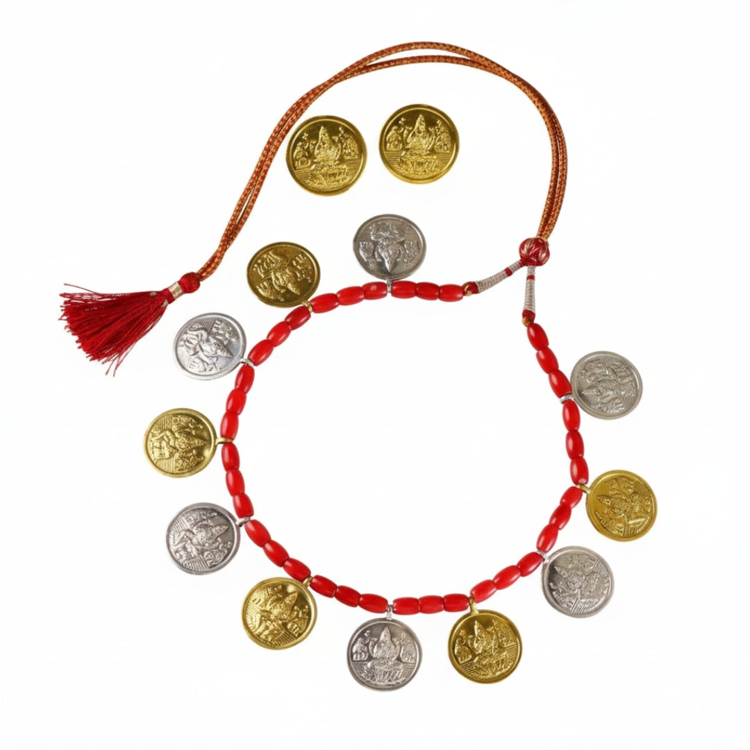 Swarna Rajat Coral Putali-Haar Set: Short | 92.5 Silver