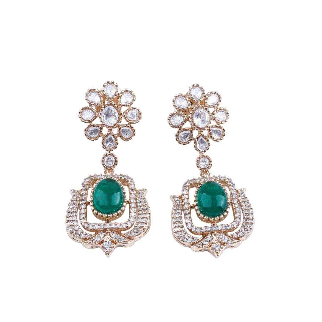 22K gold-plated fashion earring front view featuring an elegant design and premium 22K gold-plated finish