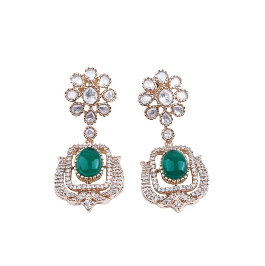 22K gold-plated fashion earring front view featuring an elegant design and premium 22K gold-plated finish