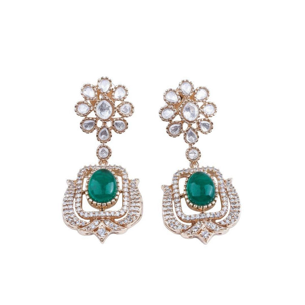22K gold-plated fashion earring front view featuring an elegant design and premium 22K gold-plated finish