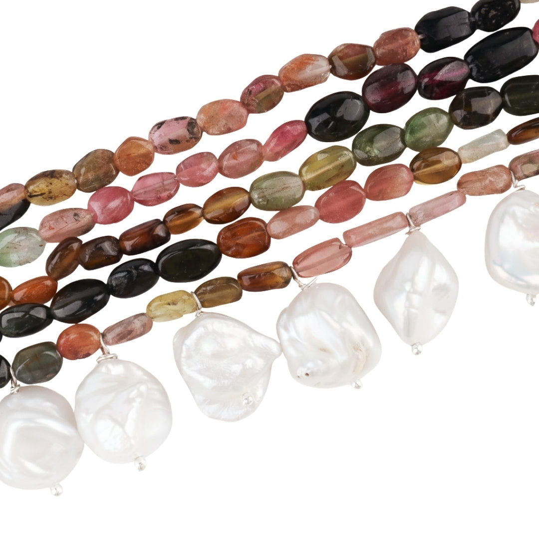Luxe Choker - Tourmaline and Boroque Pearls