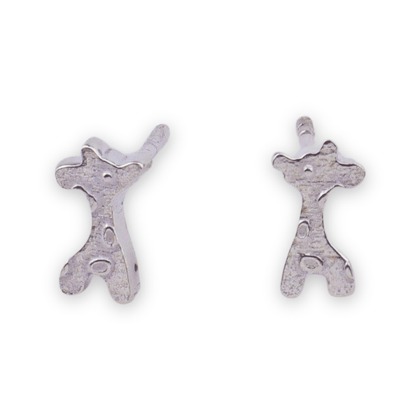 Silver giraffe stud earrings