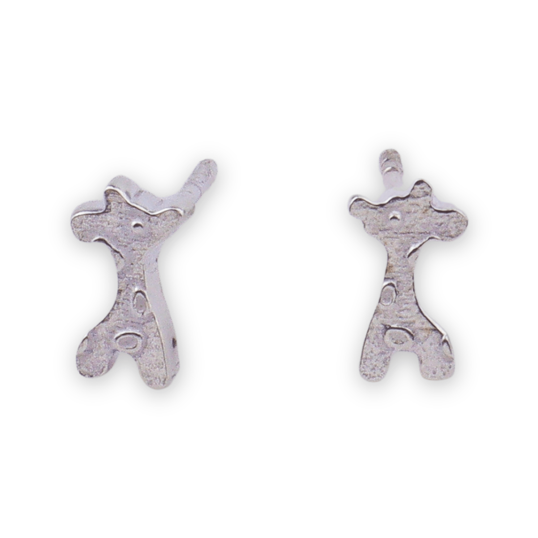 Silver giraffe stud earrings