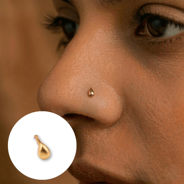 Silver Tiny Nose Pin – Pierced | 22K Gold-Plated