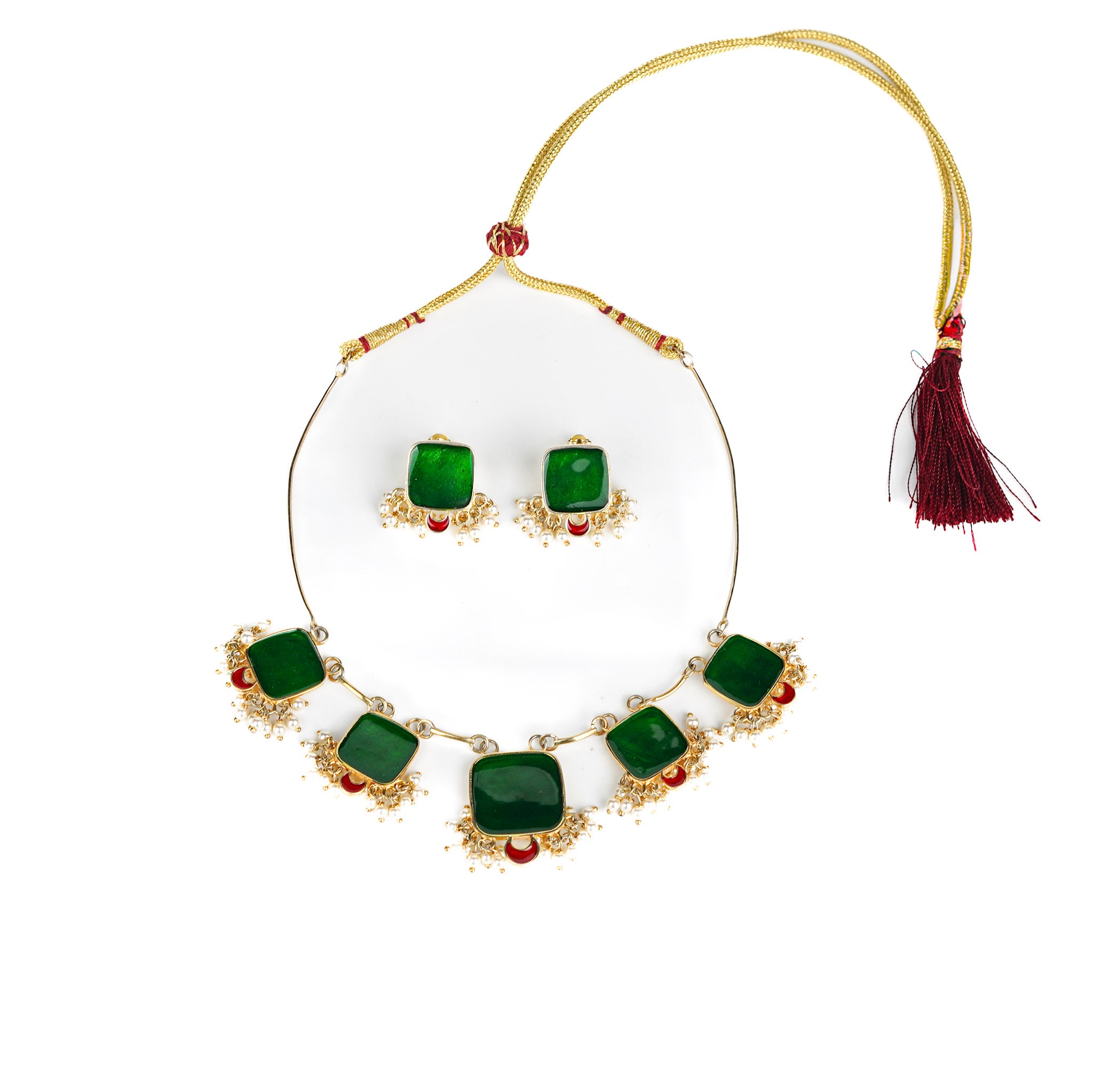 Handmade Meenakari Set| 92.5 Silver | 22K Gold Plated