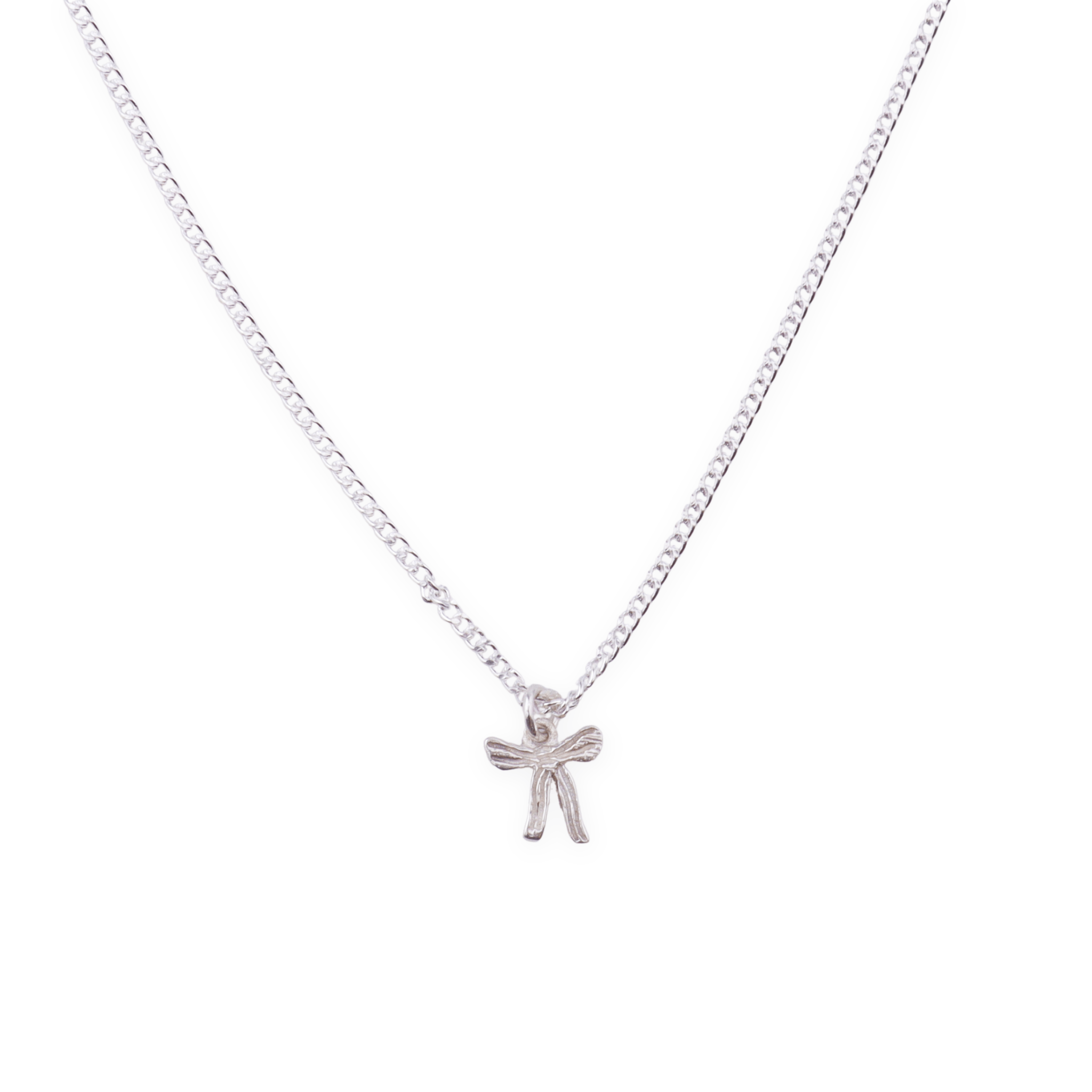 Silver bow pendant necklace for kids