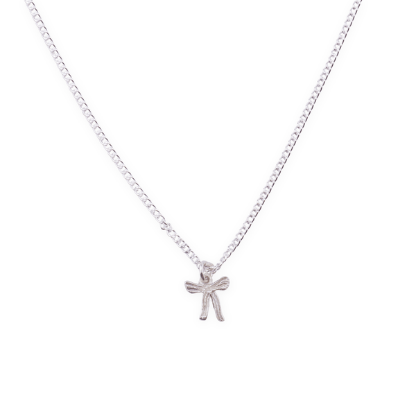 Silver bow pendant necklace for kids