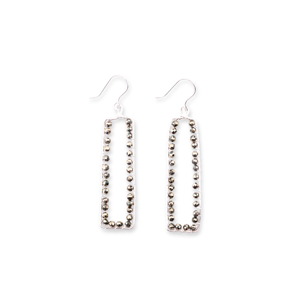 Silver Pyrite Arc Earrings