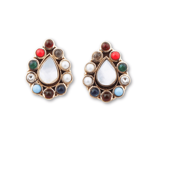 Brass fashion earrings, front view featuring a stylish design and premium brass finish