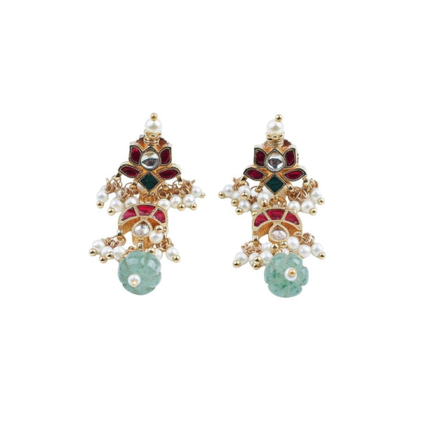 22K gold-plated fashion earring front view featuring an elegant design and premium 22K gold-plated finish