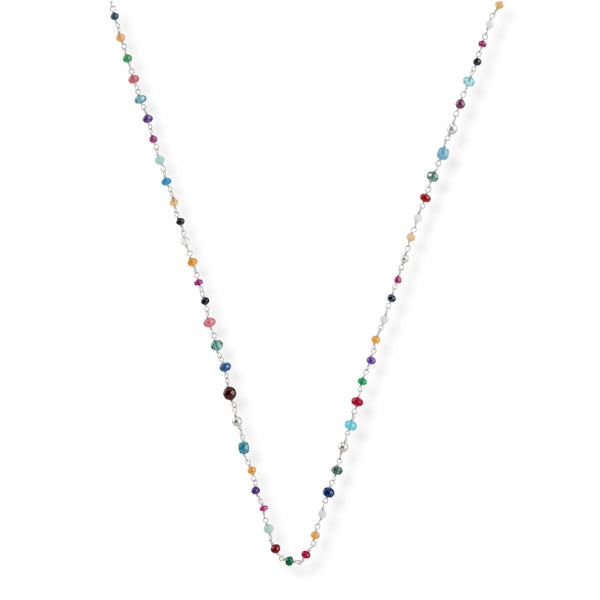 Multicolour Small Stone Ganthan Necklace in 92.5 sterling silver
