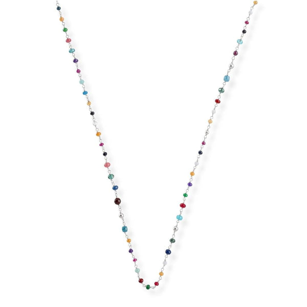 Multicolour Small Stone Ganthan Necklace in 92.5 sterling silver