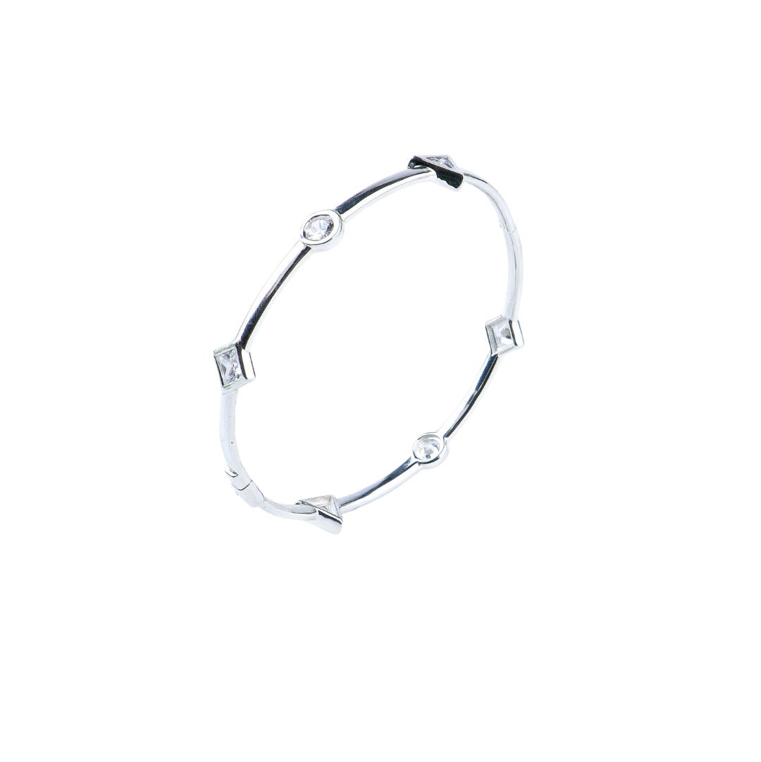 Silver CZ Openable Bangle front view in 92.5 sterling silver