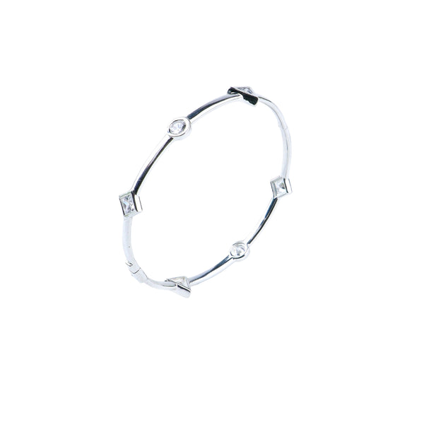 Silver CZ Openable Bangle front view in 92.5 sterling silver