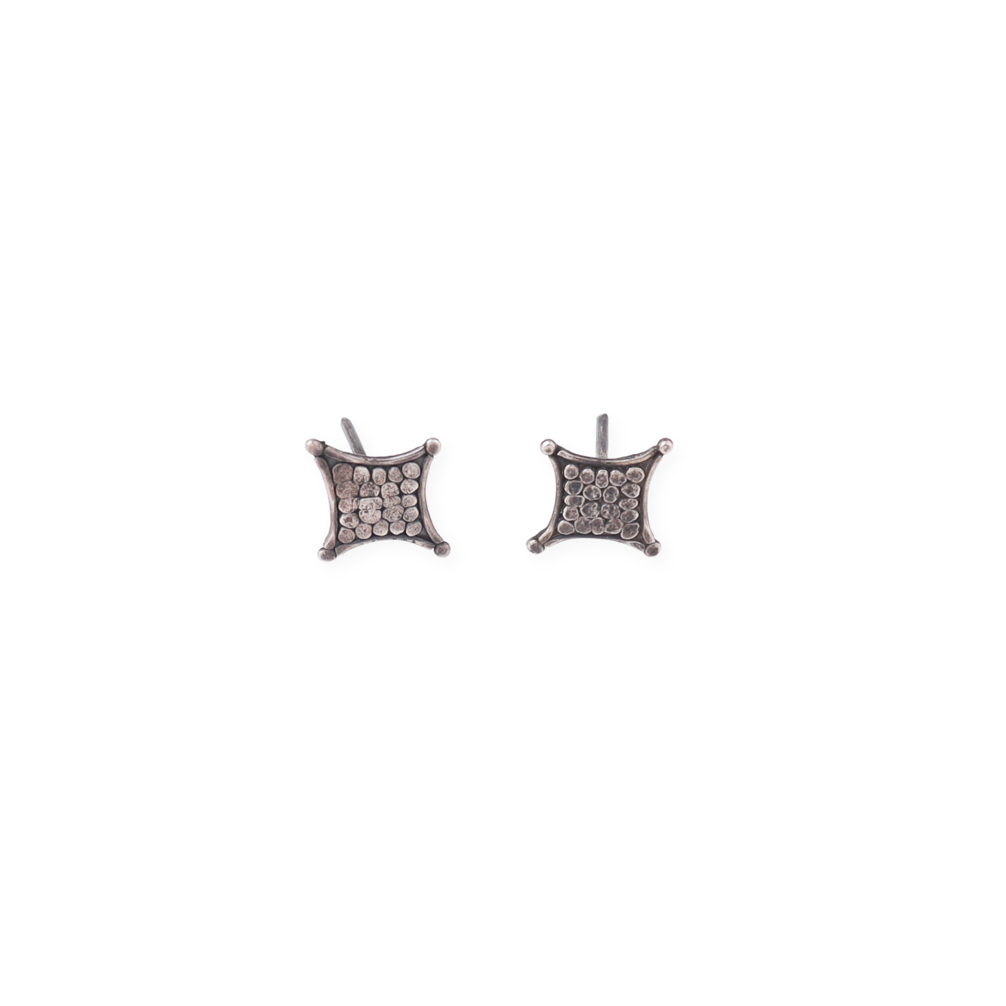 Hammered Diamond Studs | 92.5 Silver