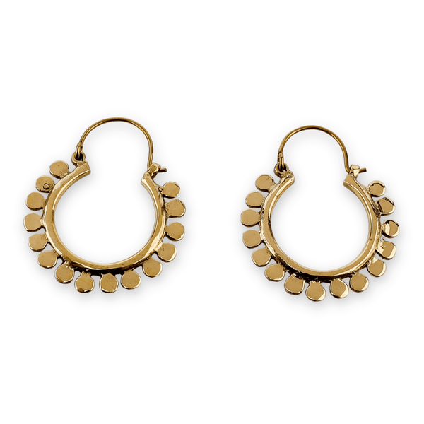 Brass fashion earrings, front view featuring a stylish design and premium brass finish