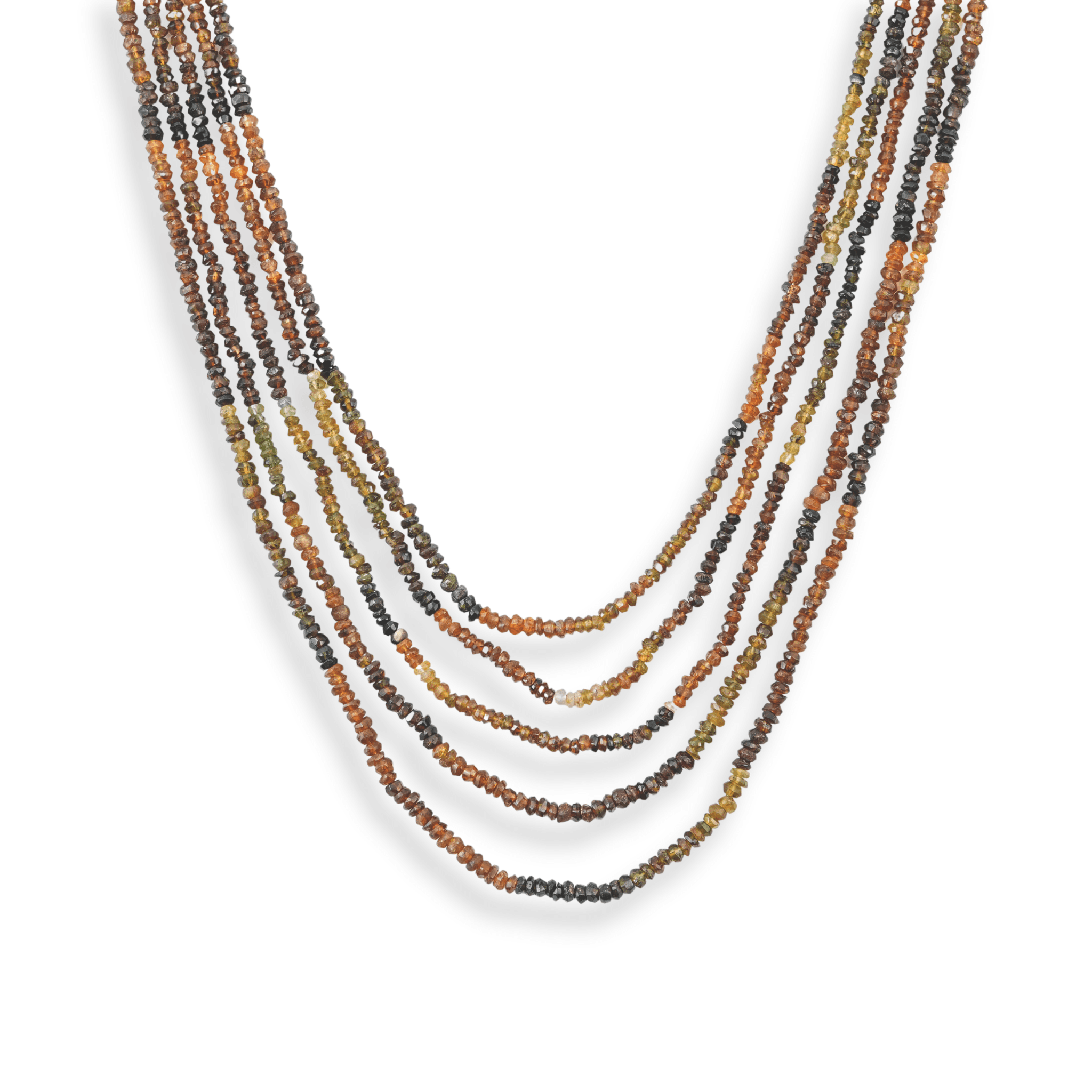 Silver Tourmaline Layered Necklace front view in 92.5 sterling silver with natural tourmaline stones