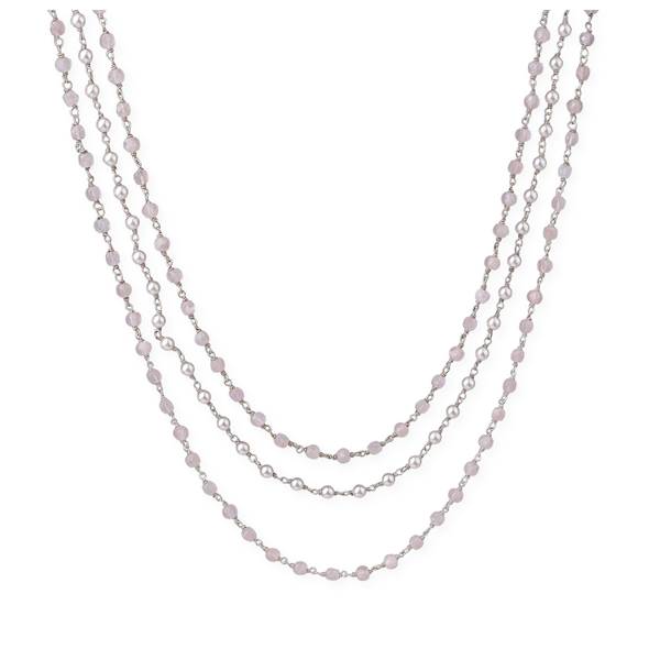 Rose Quartz and Pearls Layered Necklace