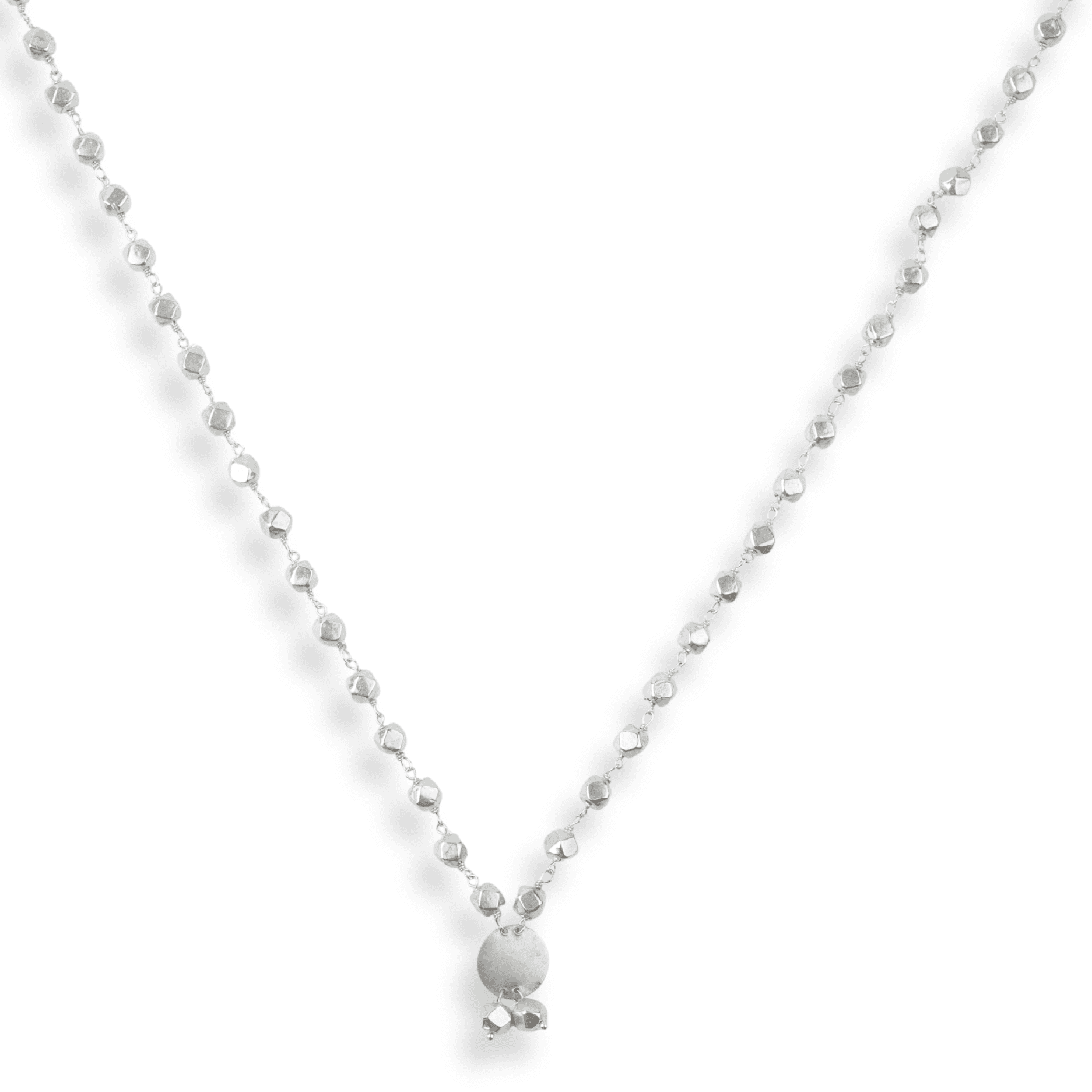 Ashtapailu Necklace with Plain Coin Pendant (Small) front view in 92.5 sterling silver