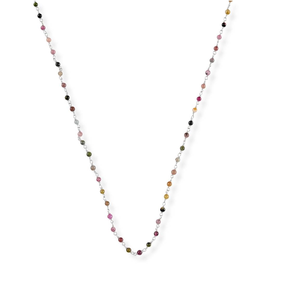 Tourmaline Ganthan Necklace 20 Inches in 92.5 sterling silver