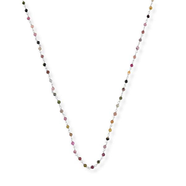 Tourmaline Ganthan Necklace 20 Inches in 92.5 sterling silver