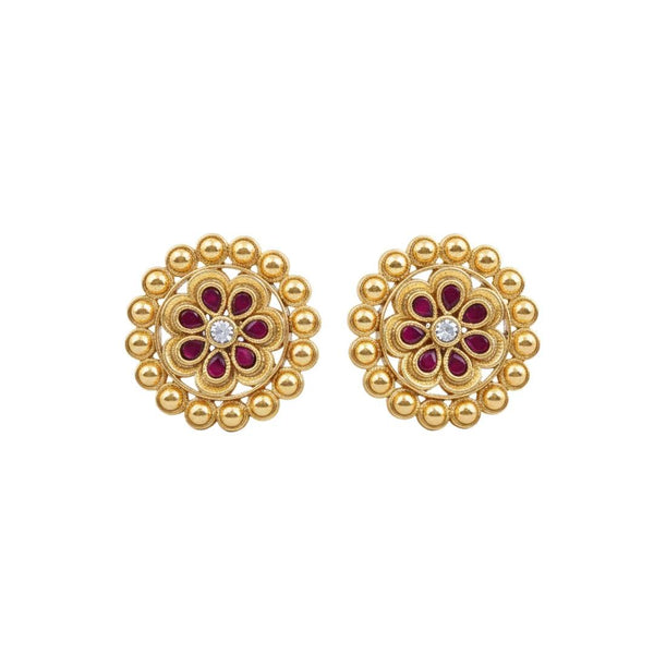 22K gold-plated fashion earring front view featuring an elegant design and premium 22K gold-plated finish