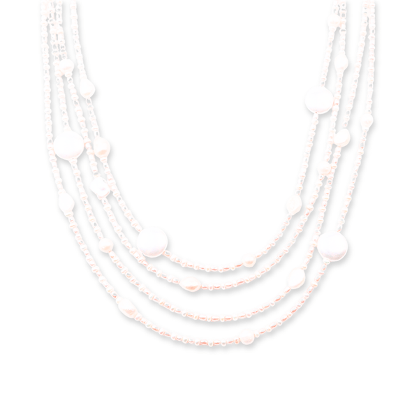 Multi-layer pearl necklace with large pearl pendant