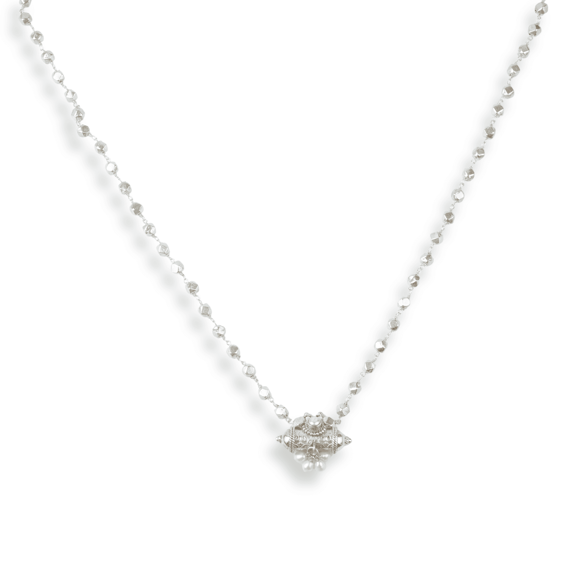 Ashtapailu Necklace with Tait Pendant front view in 92.5 sterling silver