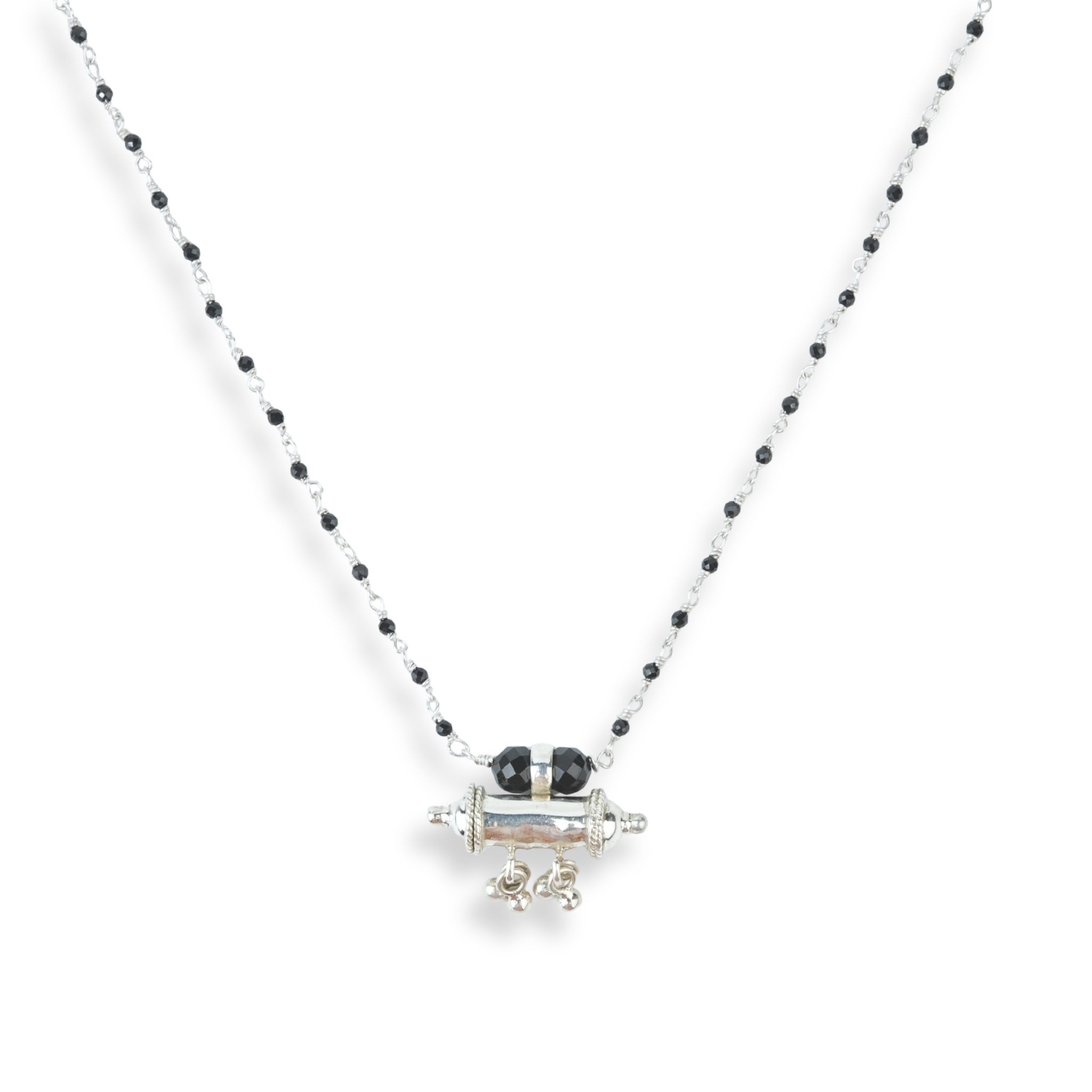 Black Spinel Ganthan Necklace with Tait Pendant