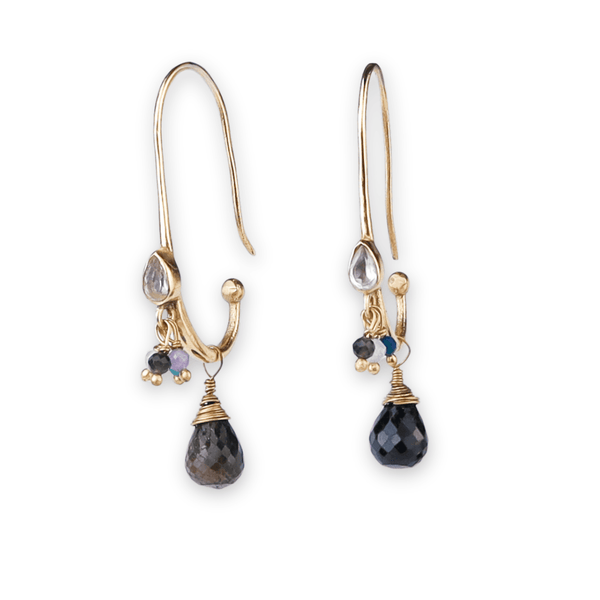 Brass fashion earrings in front view featuring a stylish design and premium brass finish