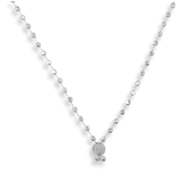 Ashtapailu Necklace with Hammered Coin Pendant (Small) in 92.5 sterling silver, front view