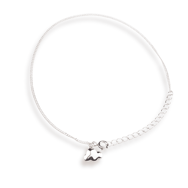 Silver Chain & Cloud Charm Anklet in 92.5 sterling silver