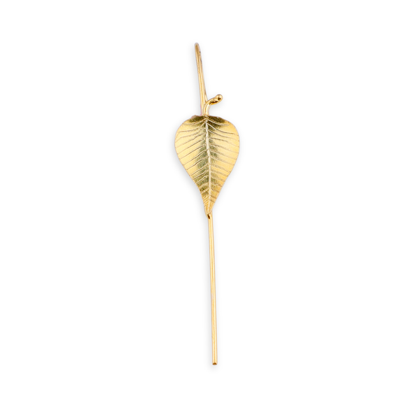 Silver Peepal Motif Single Earcuff | 92.5 Silver | 22K Gold Plated