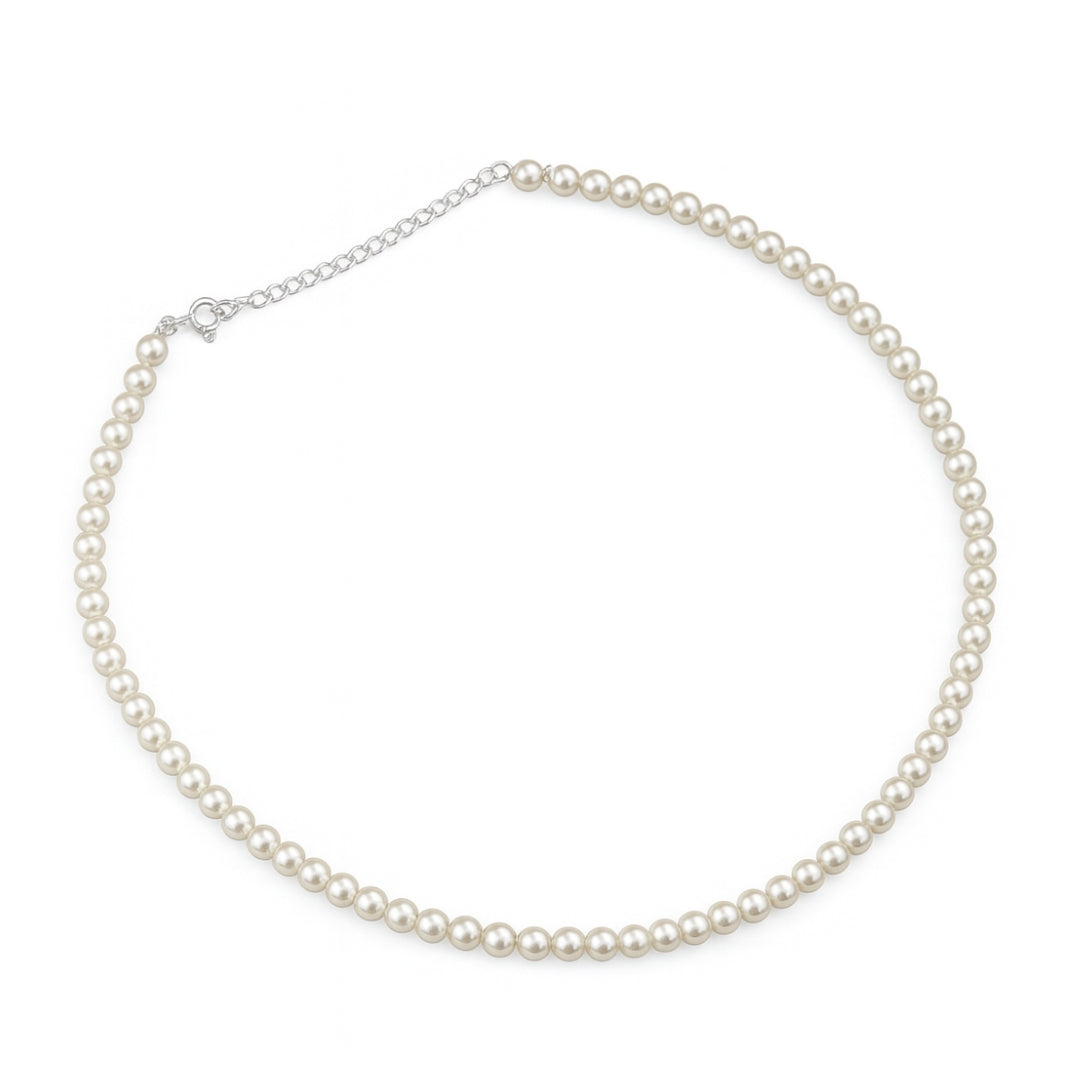 Pearl Beaded Necklace (White Pearls: 4 mm)
